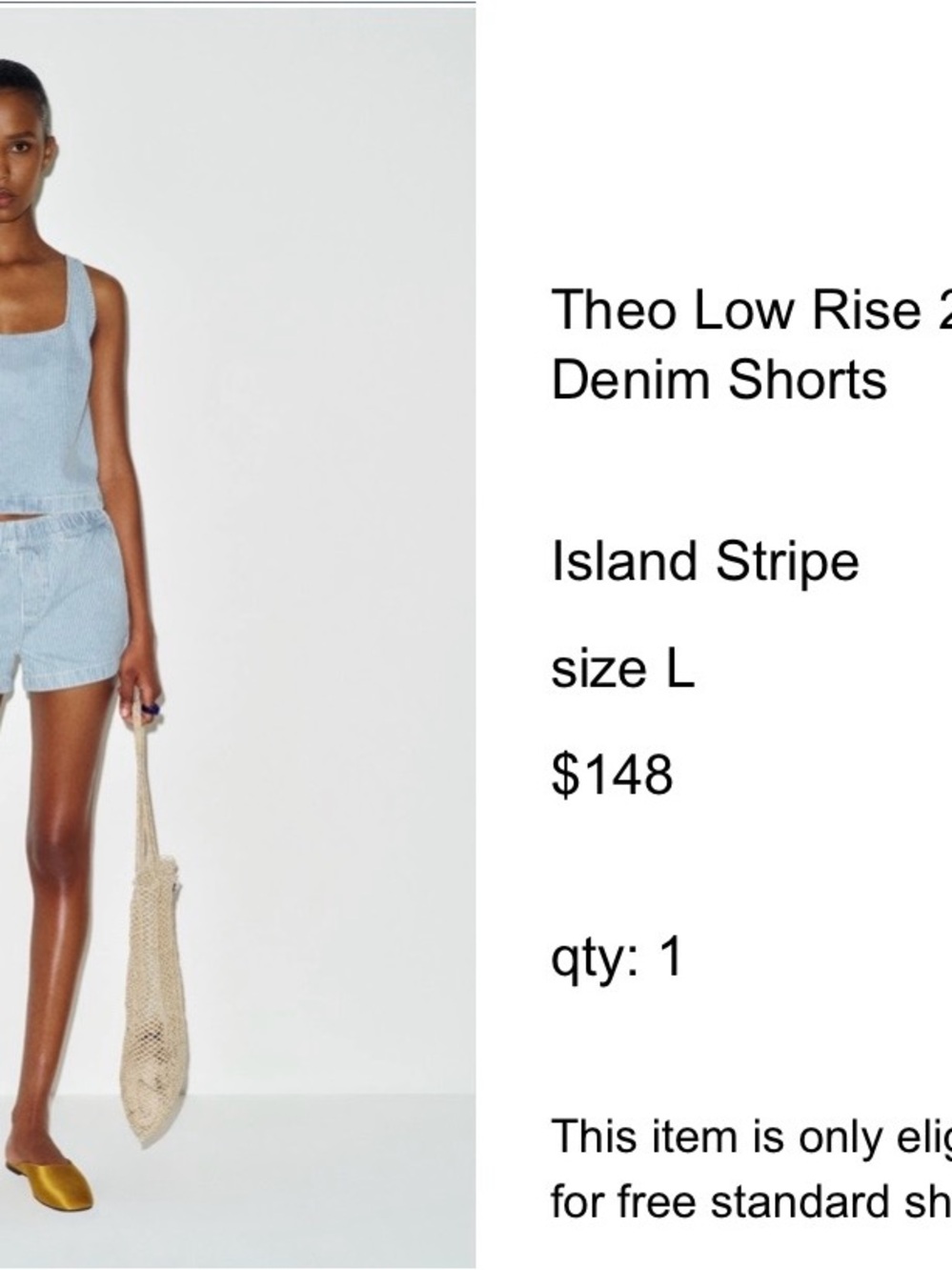 Reformation Theo Low Rise Island Stripe Jean Shorts - Light Blue